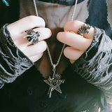 Rose And Pentagram Stainless Steel Pendant