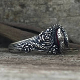 Rose Double Snake Entwined Gem Sterling Silver Ring