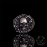 Rose Skull Sterling Silver Gothic Ring | Gthic.com