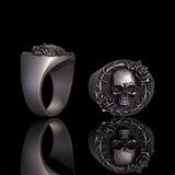 Rose Skull Sterling Silver Gothic Ring | Gthic.com