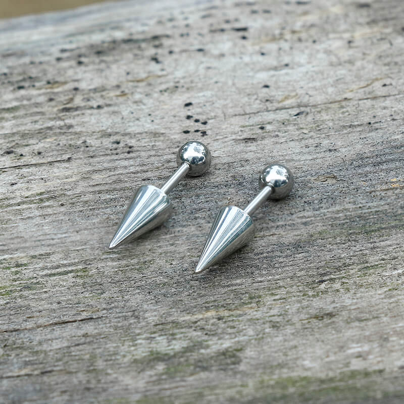 Ear Studs Stainless Steel Long Post Earrings Round Ball Spike