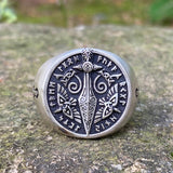 Runes Sword Sterling Silver Viking Ring | Gthic.com