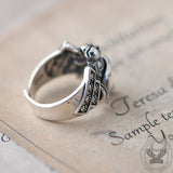 Samurai Cat Sterling Silver Adjustable Ring