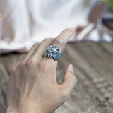 Samurai Cat Sterling Silver Adjustable Ring | Gthic.com