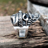 Bague en argent sterling tête de mort du père Noël