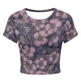 Sea of Flowers Tight Navel-Exposed Crop T-Shirt | Gthic.com