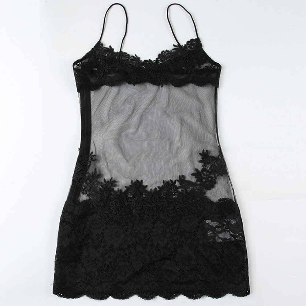 sexy halter hollow out backless chain fishtail lingerie dress See-Through Mesh Lace Sexy Suspender Dress – GTHIC