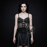 See-Through Snakeskin Embroidery Lace Hem Corset | Gthic.com