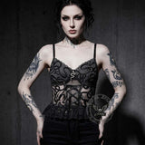 See-Through Snakeskin Embroidery Lace Hem Corset | Gthic.com