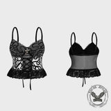 See-Through Snakeskin Embroidery Lace Hem Camisole