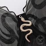 See-Through Snakeskin Embroidery Lace Hem Camisole