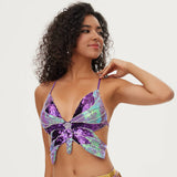 Sequin Butterfly Adjustable Tie Cropped Top | Gthic.com