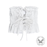 Sexy Elastic Pleated Lace-Up Cropped Tube Top | Gthic.com