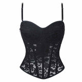 Sexy Lace Mesh Side Zipper Suspender Corset 01 | Gthic.com