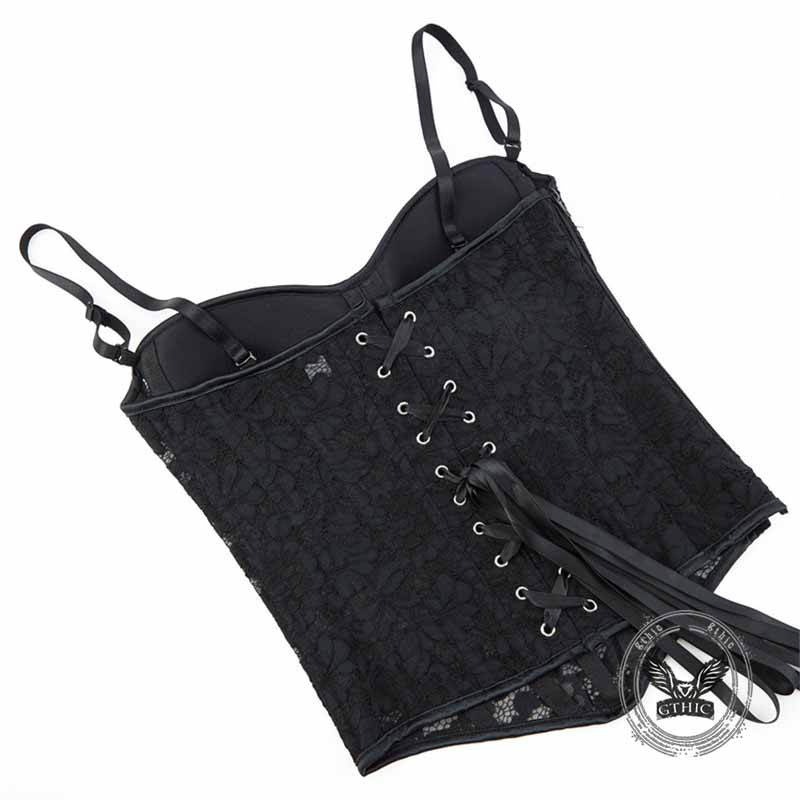 Sexy Lace Mesh Side Zipper Suspender Corset – GTHIC