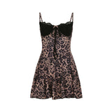 Sexy Leopard Lace Splicing Slim Suspender Dress | Gthic.com