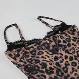 Sexy Leopard Lace Splicing Slim Suspender Dress | Gthic.com