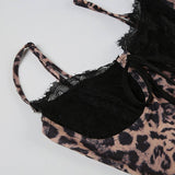 Sexy Leopard Lace Splicing Slim Suspender Dress | Gthic.com