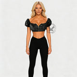 Sexy One Shoulder Zipper PU Leather Short Tube Top