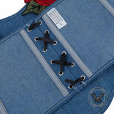 Sexy Rose Pattern Blue Denim Corset