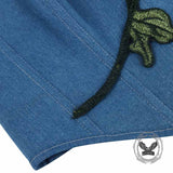 Sexy Rose Pattern Blue Denim Corset