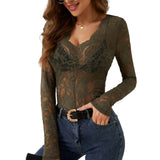 Sexy Single Layer Floral Lace Bottoming Top