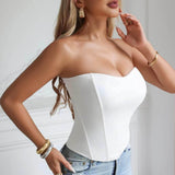 Sexy Slim Fit Herringbone With Chest Pad Tube Vest | Gthic.com