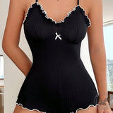 Sexy V-Neck Bow Cross Back Straps Jumpsuit 02 | Gthic.com