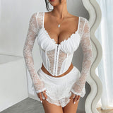 Sexy Waist-Hugging Backless Buttoned Semi-Sheer Top | Gthic.com