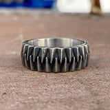 Sharp Teeth Stainless Steel Band Ring | Gthic.com