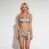 Shiny Pentagram Sequined Hollow Top And Skirt | Gthic.com