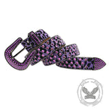 Shiny Y2K Leopard Print Diamond-Packed PU Leather Belt | Gthic.com