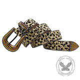 Shiny Y2K Leopard Print Diamond-Packed PU Leather Belt