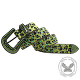 Shiny Y2K Leopard Print Diamond-Packed PU Leather Belt