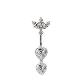 Shiny Zircon Heart-shaped Alloy Belly Ring | Gthic.com