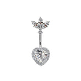 Shiny Zircon Heart-shaped Alloy Belly Ring | Gthic.com