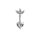 Shiny Zircon Heart-shaped Alloy Belly Ring | Gthic.com