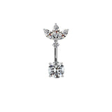 Shiny Zircon Heart-shaped Alloy Belly Ring | Gthic.com