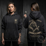 Silence Is Power Gorilla Skull Vintage Washed Hoodie | Gthic.com