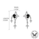 Silver 4 Pointed Star Alloy Drop Earrings