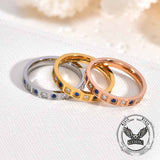 Simple Blue And White Gem-Set Stainless Steel Ring 03 | Gthic.com