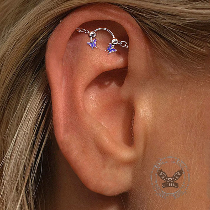 Simple Butterfly Star Stainless Steel Industrial Piercing – GTHIC
