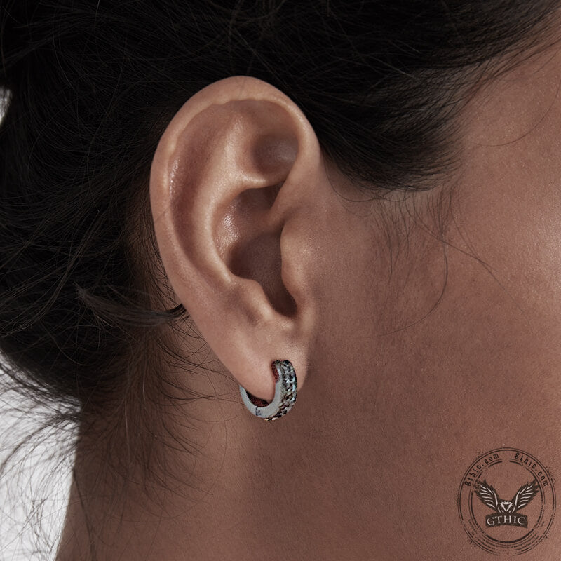 Simple Chain Design Stainless Steel Hoop Earrings – GTHIC