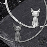 Simple Circle Angry Cat Copper Earrings | Gthic.com