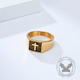 Simple Cross Square Seal Stainless Steel Ring
