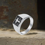 Simple Cross Square Seal Stainless Steel Ring | Gthic.com