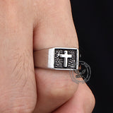 Simple Cross Square Seal Stainless Steel Ring