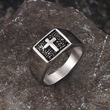 Simple Cross Square Seal Stainless Steel Ring