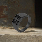 Simple Cross Square Seal Stainless Steel Ring | Gthic.com