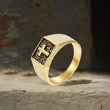 Simple Cross Square Seal Stainless Steel Ring | Gthic.com